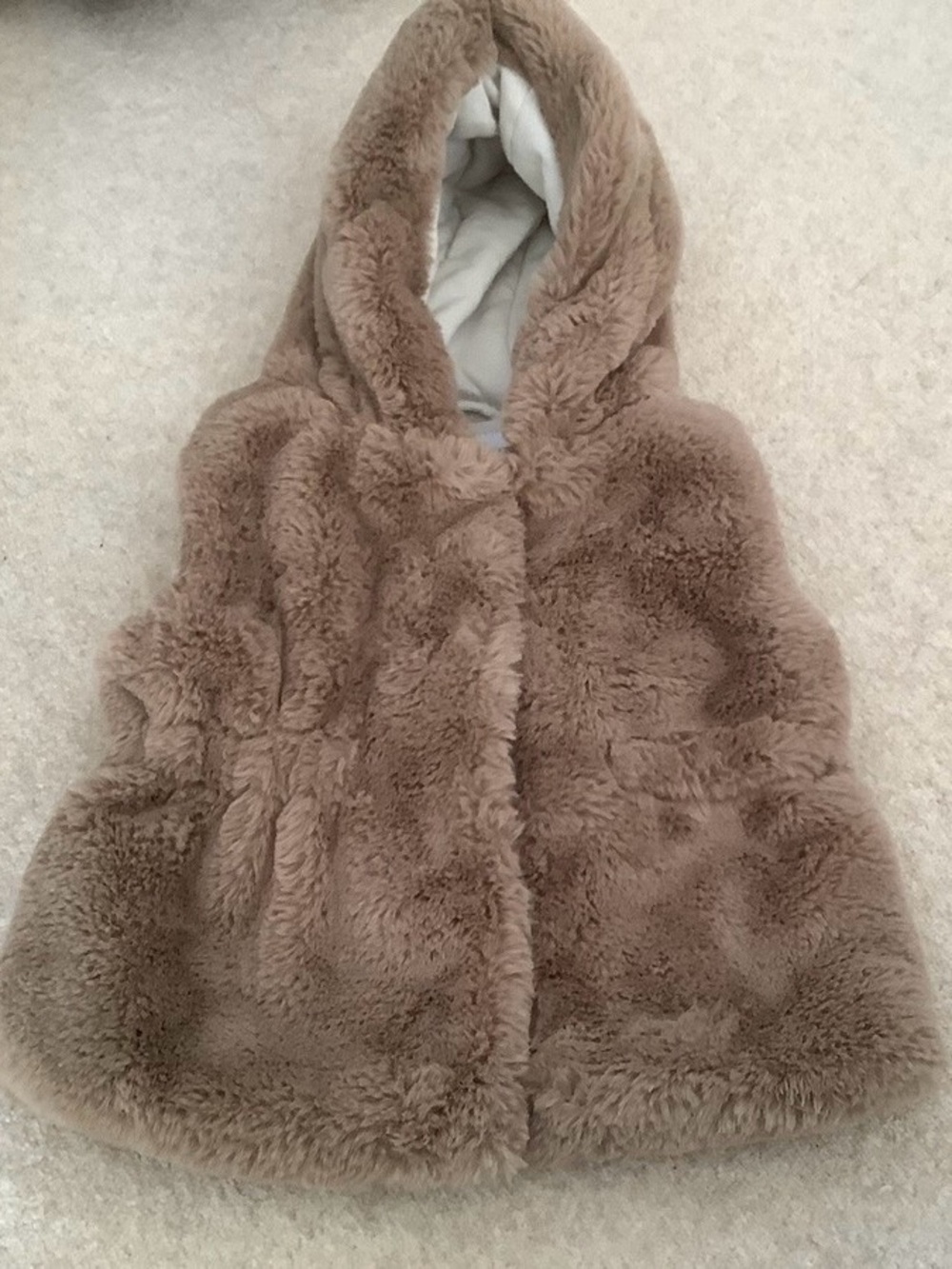 Primark Kids Hooded Faux Fur Vest - Taupe